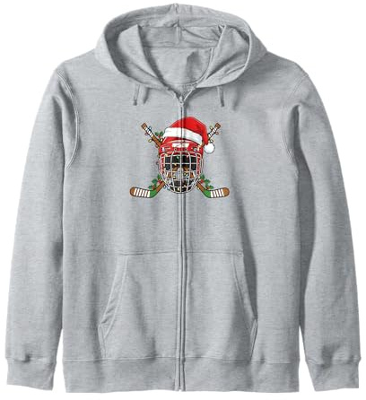 Casque de Hockey sur Glace de Noël pour Hommes, garçons, Enfants, Adolescents Sweat à Capuche