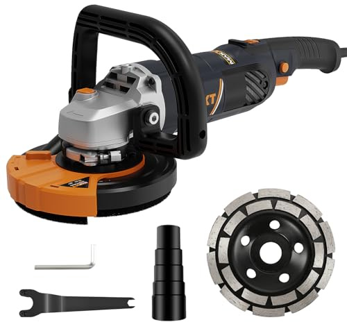 Levigatrice per Cemento 1500W, MAXXT Smerigliatrice per calcestruzzo 1000-8500RPM 7 Velocità Regolabili, Levigatrice per Calcestruzzo con Protezione Rimovibile