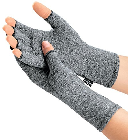 IMAK Brownmed Compression Arthritis Gloves - Fingerless Compression Gloves - Supports Circulation - Grey - Medium