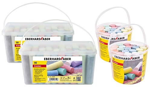 Eberhard Faber Straßenmalkreide, farbig Sortiert (2X 20er Eimer + 2X 50er Eimer)