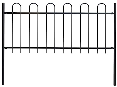 vidaXL Gartenzaun mit Rundbogen Stahl 181 x 80 cm Schwarz