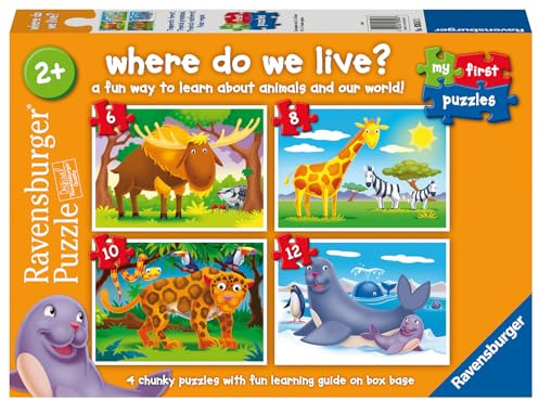 Ravensburger Where Do We Live My First Jigsaw Puzzles for Kids 2 Years Up - 2, 3, 4 & 5 Pieces - Educational Toys for Toddlers