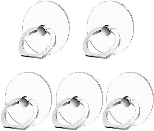 Kinizuxi Transparente Tenedor del Anillo del teléfono Celular 5Packs, Rotación de 360 Grados Anillo de Dedo Agarre Kickstand Compatible para Varios Teléfonos móviles Teléfonos Inteligentes