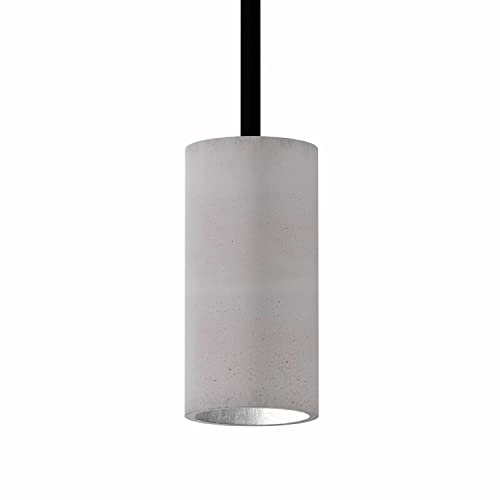 Betoniq Pendelleuchte Beton modern klein NARA13 außen grau innen silber - Industrial Design Betonlampe Hängelampe mit LED Glühbirne und Fassung GU10 - Hängeleuchten & Pendelleuchten in Betonoptik