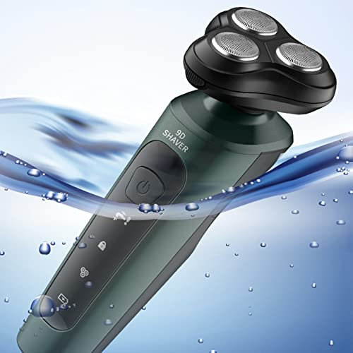 Rasoio Elettrico Uomo Rasoio Regolabarba Rasoio a Testina Rotante per Uomo Tagliabasette Taglia Naso Wet Dry IPX7 Impermeabile Ricaricabile Cordless 4 in 1