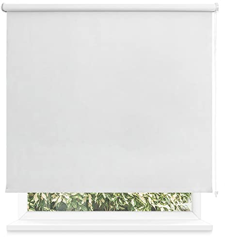 Estor Enrollable Opaco 120 x 200cm (Ancho x Largo), Blackout para Puertas y Ventanas, Medida de la Tela 115 x 195cm (Blanco Gris)