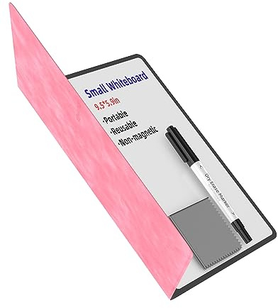 Mehaving Portable Small White Board Dry Erase Board, Reusable 9.5 * 6.6in Notebook Memo, Office Home Supplies Desk Accessories MH760 (Pink)