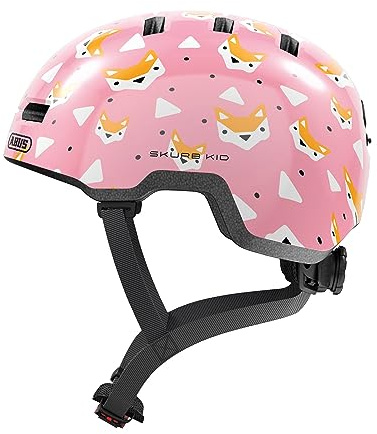 ABUS Casque pour enfants Skurb Kid - casque de vélo robuste au look skater avec de la place pour une tresse et des designs variés - pour filles et garçons - rose avec des renards, taille S