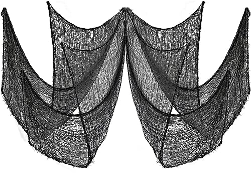 ZKGYUS 1 Stück Halloween Schwarzer Stoff, Halloween Dekostoff Halloween Gruseliger Stoff 76 x183CM Halloween Dekoration Schwarze Gaze für Halloween Horror Hängende Dekorationen Halloween-Dekoration