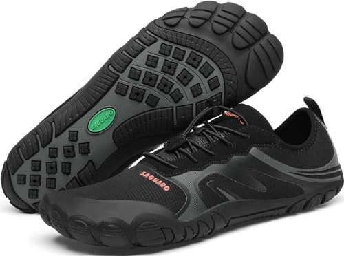 SAGUARO Badeschuhe Herren Damen Wasserschuhe Schwimmschuhe Strandschuhe Aquaschuhe Neoprenschuhe Tauchschuhe - rutschfeste Leicht Schnelltrocknende, Unheimlich Schwarz Gr.45 EU