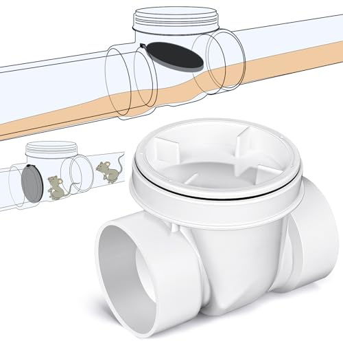 Tondiamo Válvula de reflujo de drenaje de reflujo para evitar que las aguas residuales y el agua de lluvia fluyan hacia atrás (PVC blanco, 4 pulgadas)