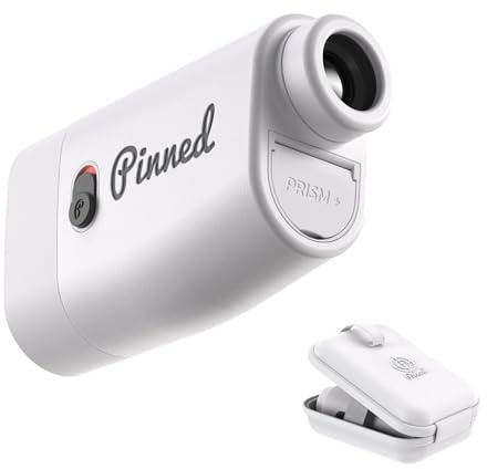 Pinned Golf Prism+ Slope Golf Rangefinder - Golf Distance Rangefinder with Slope - USB Rechargeable, Pinned Locked Vibration Laser Range Finder - Range Finder Accessories - White
