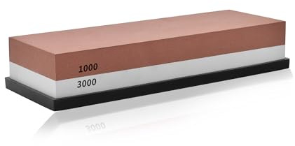 Klaus Meyer Premium Whetstone Knife Sharpening Stone 2 Side Grit 1000/3000 Waterstone- Whetstone Knife Sharpener- NonSlip Silicone Base