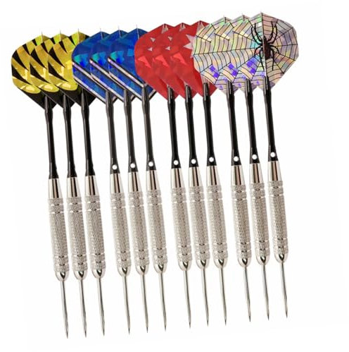 Anneome 12-Teiliges Set sicherer Darts Pin-Typ 26 Gramm Dartpfeile 28 Gramm Dartpfeile Stahlpfeile professionelle dartpfeile Outdoor Set Spielzeug Dartzubehör Black