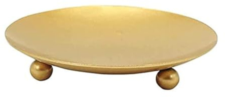 Yurosiay Bougeoir en fer - Bougeoir pointu - Bougeoir en cire - Soucoupe à bougie - Assiette de mariage - Plateau décoratif pour fête de famille, mariage, église et prière - Doré