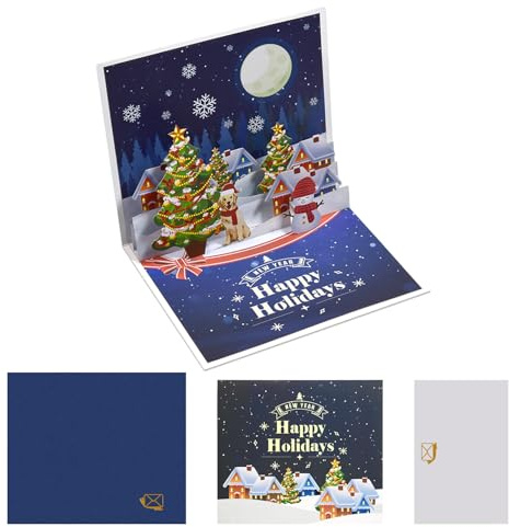 Jul pop up-kort, julkort för män, kvinnor och barn present till henne honom barn pop up julkort, God jul kort (julhelg)