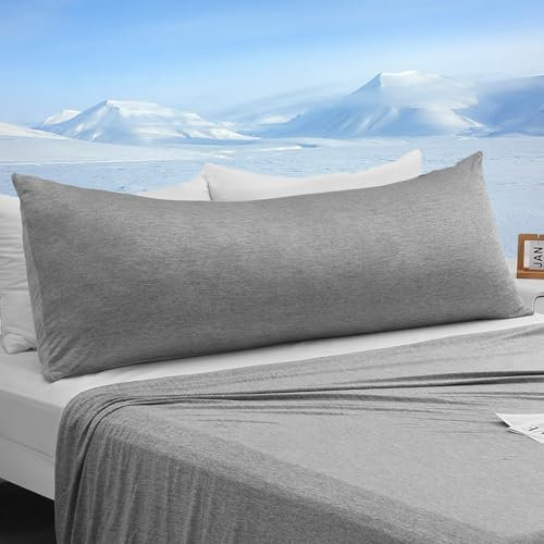 Elegear Kühlender Kissenbezug 40x145cm, Japanische Arc-Chill Q-Max>0,5 Kühlfaser mit 100% Baumwolle Seitenschläferkissen Bezug 40 x 145 cm Atmungsaktive Superweiche Seitenschläfer Kopfkissenbezug Grau