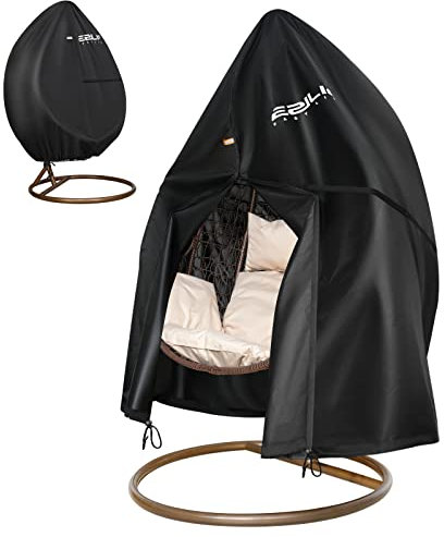 Ezilif Hängesessel Abdeckung,420D Oxford-Gewebe Schutzhülle für Hängesessel mit Wasserdichtem Reißverschluss und Zugband,Winddichte Abdeckung geeignet für Hängestühle und Schwebesessel(190x115cm)
