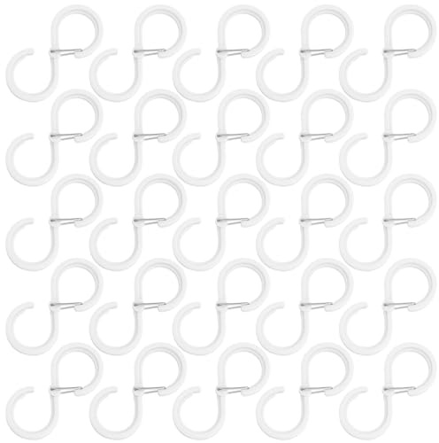 Lot de 25 crochets de suspension en S - Anti-chute - Avec boucle de sécurité pour tringle à vêtements - Petit pour cuisine, salle de bain, chambre à coucher, bureau, jardin - Blanc