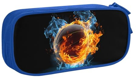 Federmäppchen mit Feuer- und Wasser-Basketball-Design für Jungen und Mädchen, große Stifttasche, Schreibtisch-Organizer, Federmäppchen für Schule, Büro, Make-up-Tasche mit Reißverschluss, rose