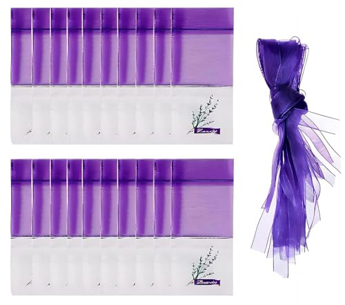Asukohu Sacchetti di fiori di lavanda essiccati, profumati, sacchetti vuoti per il deodorante per vestiti con 20 fiori di lavanda secchi
