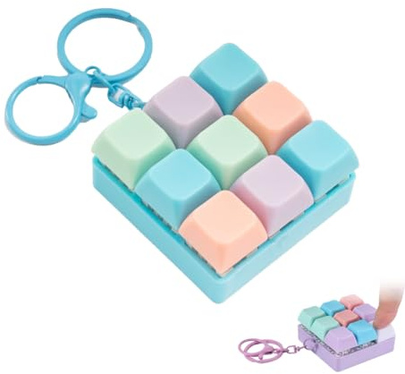 OUDQFCJ 1 juguetes para ansiedad, antiestrés con interruptor mecánico, divertido y colorido, llavero de 9, mini teclado de botón, fidget clicker para hombres y mujeres, cubo antiestres (Pastel)