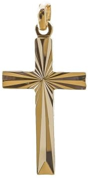 ASCALIDO croix catholique 3cm large taillée en rayon de soleil | plaqué or véritable | homme femme enfant
