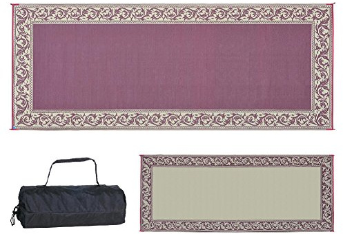 Stylish Camping Ming's Mark RC5 Stylish Camping Reversible Classical Patio Mat - 8' x 20', Burgundy/Beige