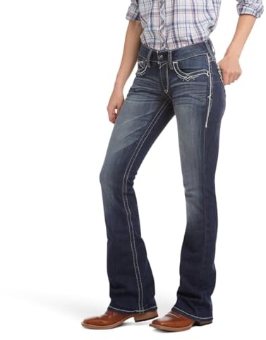 ARIAT Women’s Mid Rise Stretch Entwined Boot Cut Jean Marine