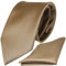 TigerTie Designer Krawatte Einstecktuch in braun goldbraun einfarbig uni