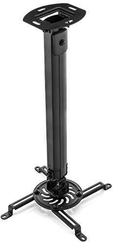 deleyCON Universal Beamerhalterung Deckenhalterung +-15° Neigbar - 360° Drehbar - bis 13,5Kg - Höhenverstellbar 545mm-900mm - mit Kabelführung - Schwarz