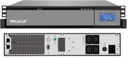 Phasak PH 9310 - Sistema de alimentación ininterrumpida (1000 VA, LCD, USB, SNMP OPC + RJ45 + RS-232) Rack de 19