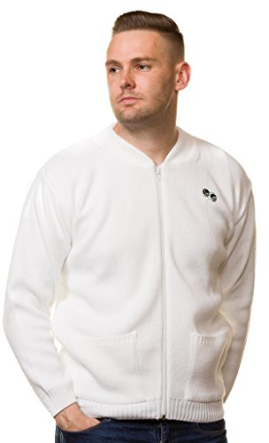 Malay Men’s Bowling Golf White Cardigans Zipper Bowls Logo Sports Tops Jumpers Size S to 5XL (Medium, White)