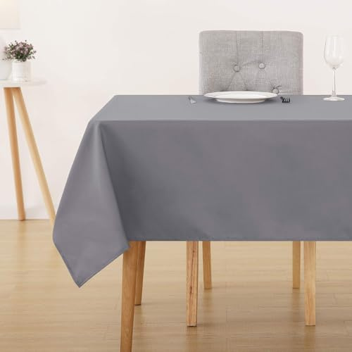 Deconovo Mantel Mesa Rectangular Lavable Mantel Impermeable Antimanchas para Decoración de Mesa Hogar Cocina Salón Cumpleaños Mantel Hule Resistente a Las Manchas132x229cm Gris