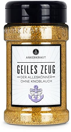 Ankerkraut Geiles Zeug, BBQ-Rub Gewürz, rauchig scharfe Mischung würzender Zutaten, ohne Knoblauch, Universal Allrounder für Grill und Küche, Fleisch Marinade, 210g im Streuer