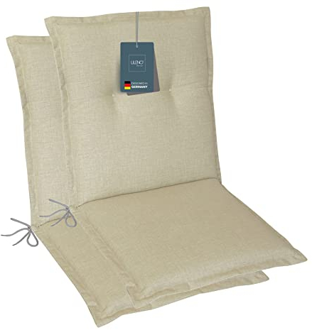 LILENO HOME Gartenstuhl Auflagen als [2er Set - Niedriglehner] in Beige - Bequeme Liegen als Sitzauflagen für Gartenmöbel - Stuhlkissen für Gartenstühle und Klappstühle