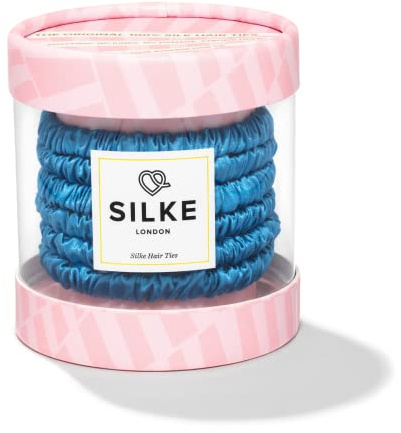 SILKE Hair Ties - Bluebelle | 100% Luxurious Silk Scrunchies for Hair - 6 Pack | Silke Hair Ties - All Hold, No Damage | Hair Scrunchies for Women, Hair Bobbles | For All Hair Types & Styles