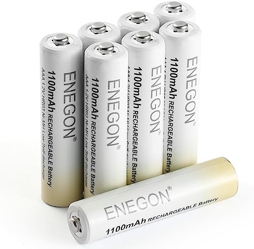 ENEGON - Pilas Recargables AAA (Lote de 8), 1100 mAh AAA Pilas Ultra potentes, 1,2 V Nih, Larga duración, Ideales para Tus Dispositivos Diarios y al Aire Libre, se entregan en una Caja ecológica