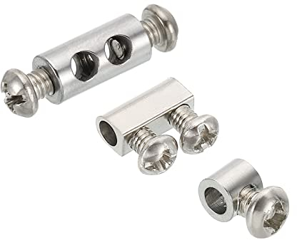 PATIKIL Alambre Cuerda Clips, 1 Juego/18uds Acero Cable Abrazaderas 3mm 3,5mm Simple/Doble Agujeros Cable Bloqueo Cuerda Conexiones Clip con M3/M4 Tornillos para Cable