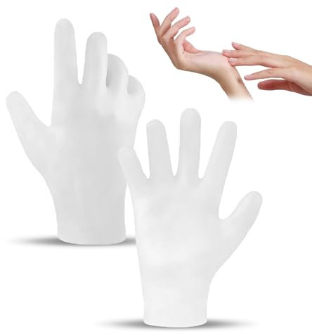 Guanti Idratanti in Silicone - Spa e Sonno Riutilizzabili per Cura Mani Femminili, Riparazione Secca e Incrinata - 1 Paio Bianchi Morbidi
