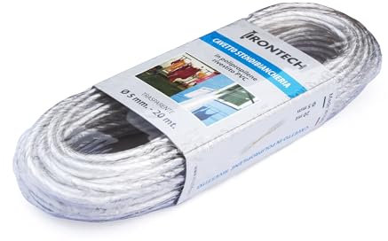 bricoleva.it Cavo Stendibiancheria - Filo da Esterno - Corda per Stendere Panni - Stendino da Balcone Bucato (Cavo Stendibiancheria In Polipropilene Rivestito Pvc Trasparente - Ø 5mm)