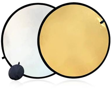TPZORJX 1 pièces réflecteur 5 en 1 – Réflecteur lumière rond 30 cm, diffuseur photographie, réflecteur pliable, pour portrait, photo, selfie, photographie mariage, éclairage extérieur (or et argent)