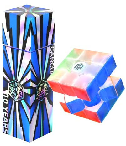 GAN 15 Maglev Cubo Magico Magnético Edición 10º Aniversario Profesional 3x3,Speed Cube con 76 imanes/Autoalineación de Capas de 40 Grados/58.6g,Puzzle Buque Insignia 2024