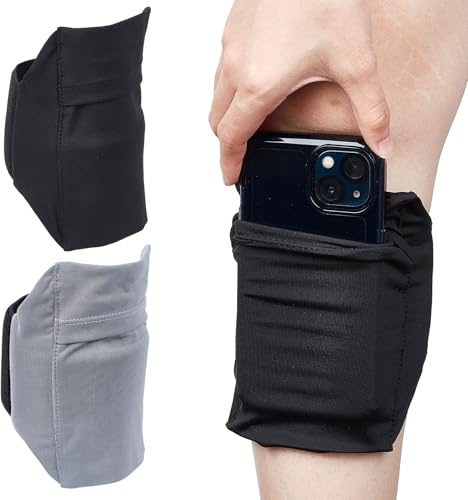 NICENEEDED Cinghie per Le Gambe per Cellulare Viaggi, Marsupio da Gamba per Smartphone Regolabile per Donna e Uomo, Portacellulare in Vitello Nero Antiscivolo