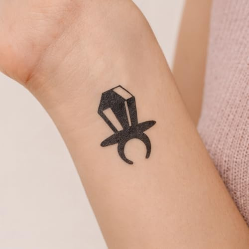Ringtatuering – Temporalis® | Tillfälliga tatueringar vuxna män & kvinnor – Fejk tatuering, vegansk & vattenfast – EU-certifierad kosmetika – Håller i 1–2 veckor [ Svart diamantring ]