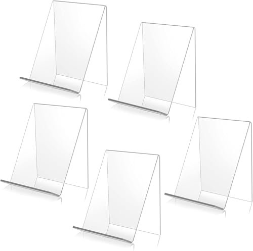 5 Pezzi Supporto per Libri in Acrilico Trasparente – Espositore da Tavolo Inclinato – Reggilibri – Cavalletto da Esposizione – Per la Visualizzazione di Foto/Libri/Cellul