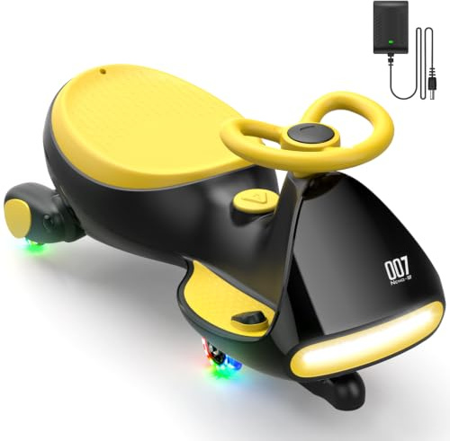 FanttikRide N7 Pro Kinder Elektroauto, Elektrisches Rutschauto mit Pedal, Typ C aufladbar Batterie Kinder Auto, 2 Geschwindigkeit Kippschutz Leuchtende Räder, Bluetooth, für Kind ab 3 Jahren, Gelb