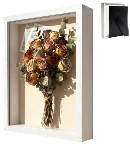 3D-fotoram, 30 x 40 cm, djup fyllningsram, med klar akrylplatta, rektangulära 3D-ramar, för upphängning på väggen eller skrivbordet, vit