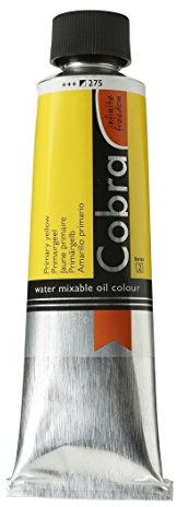 Cobra Artist Tube de couleurs à l'huile mélangeable à l'eau 150 ml - Jaune primaire 275 - Semi-Opaque - Excellente résistance à la lumière - Sans solvants - Haute qualité