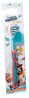 Pasta del Capitano, Juniorzahnbürste, Entfernt Essensreste und Plaque, ohne den Zahnschmelz zu beschädigen, Geeignet für Kinder ab 6 Jahren, mit Zungenreiniger, 100% Made in Italy